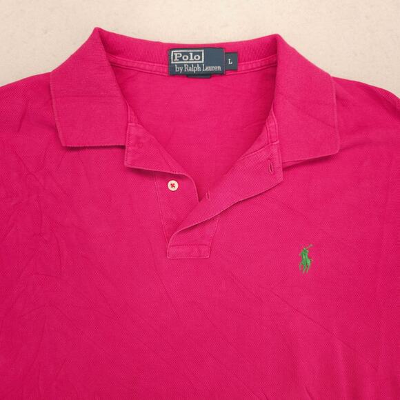 Polo by Ralph Lauren Collared Short Sleeve Polo Shirt Mens Size Large L Pink - Picture 1 of 9